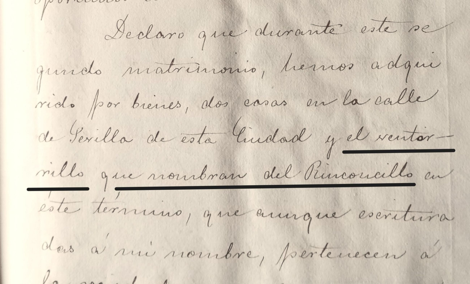 Extracto de la declaración de María Sánchez,  propietaria del Ventorrillo del Rinconcillo.