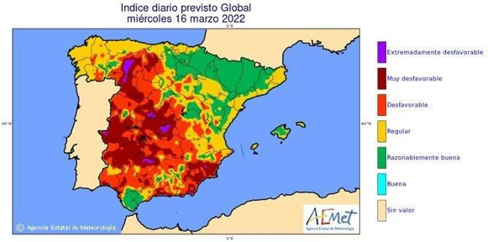 Índices de calidad del aire previstos para este miércoles. Índices de calidad del aire previstos para este miércoles.
