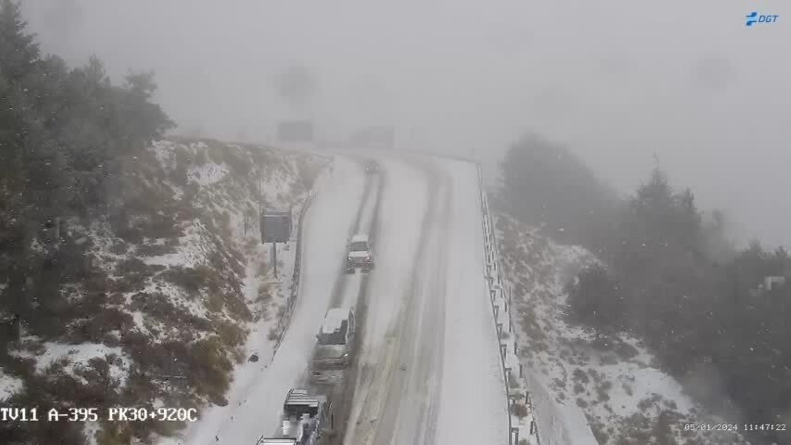 Imagen de la A395 en el kilometro 30.920, cerca de la estación.