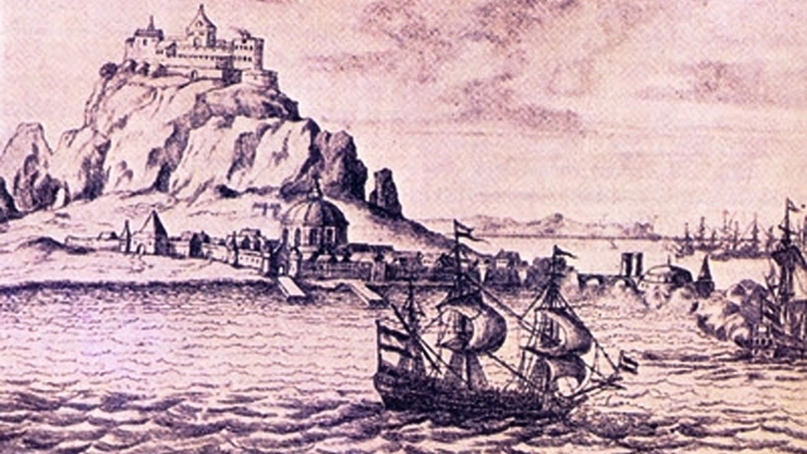 Gibraltar en un grabado antiguo.