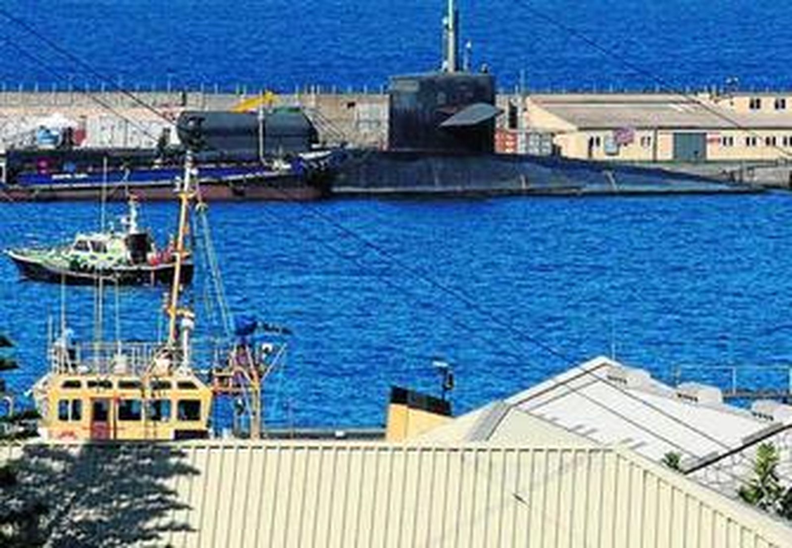 El submarino 'Florida', el domingo en la base naval de Gibraltar.