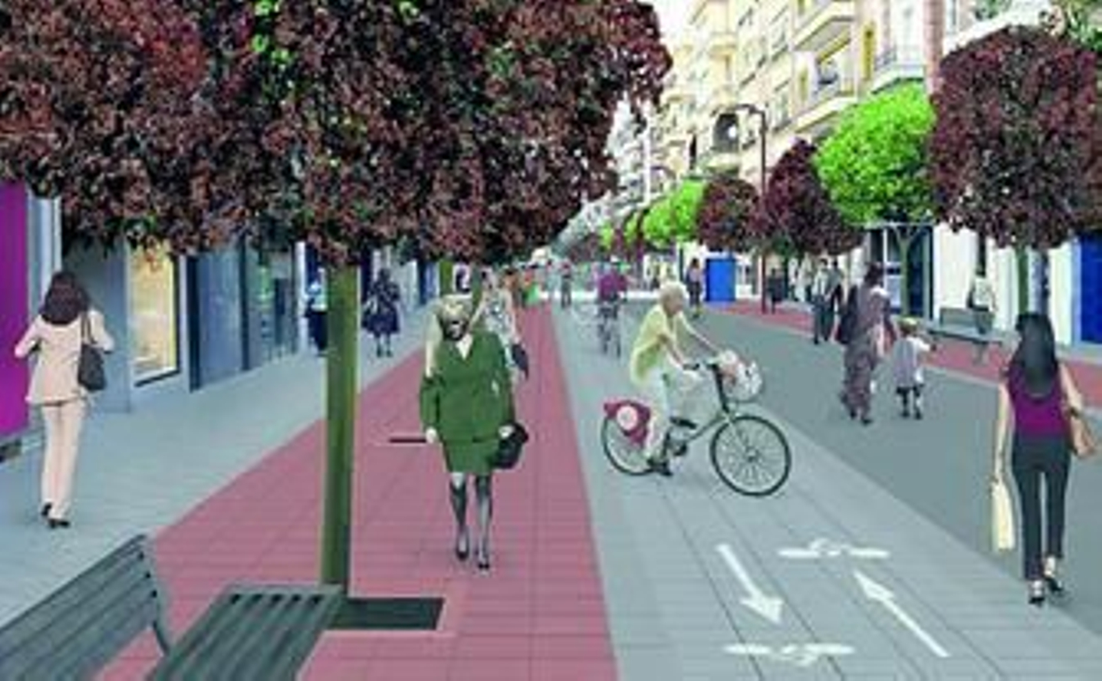 Recreación. El Ayuntamiento mostrará a los vecinos desde esta semana las imágenes con el resultado virtual de las obras de peatonalización en Asunción. En ellas se insiste en la hegemonía del peatón y en la importancia del carril para bicicletas que discurrirá por el sector central. Distintas especies de árboles marcan la estética.