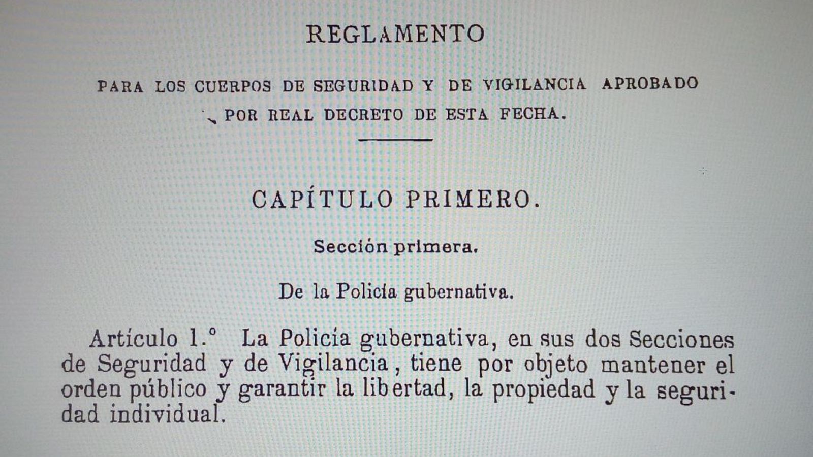 Reglamento para los cuerpos de seguridad y vigilancia