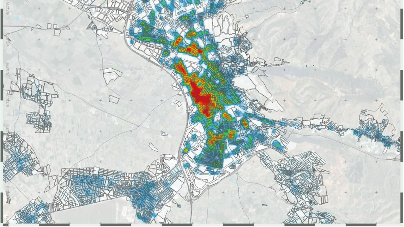 Densidad de costes de reparación asociada a sismo esperable en el Área Metropolitana.