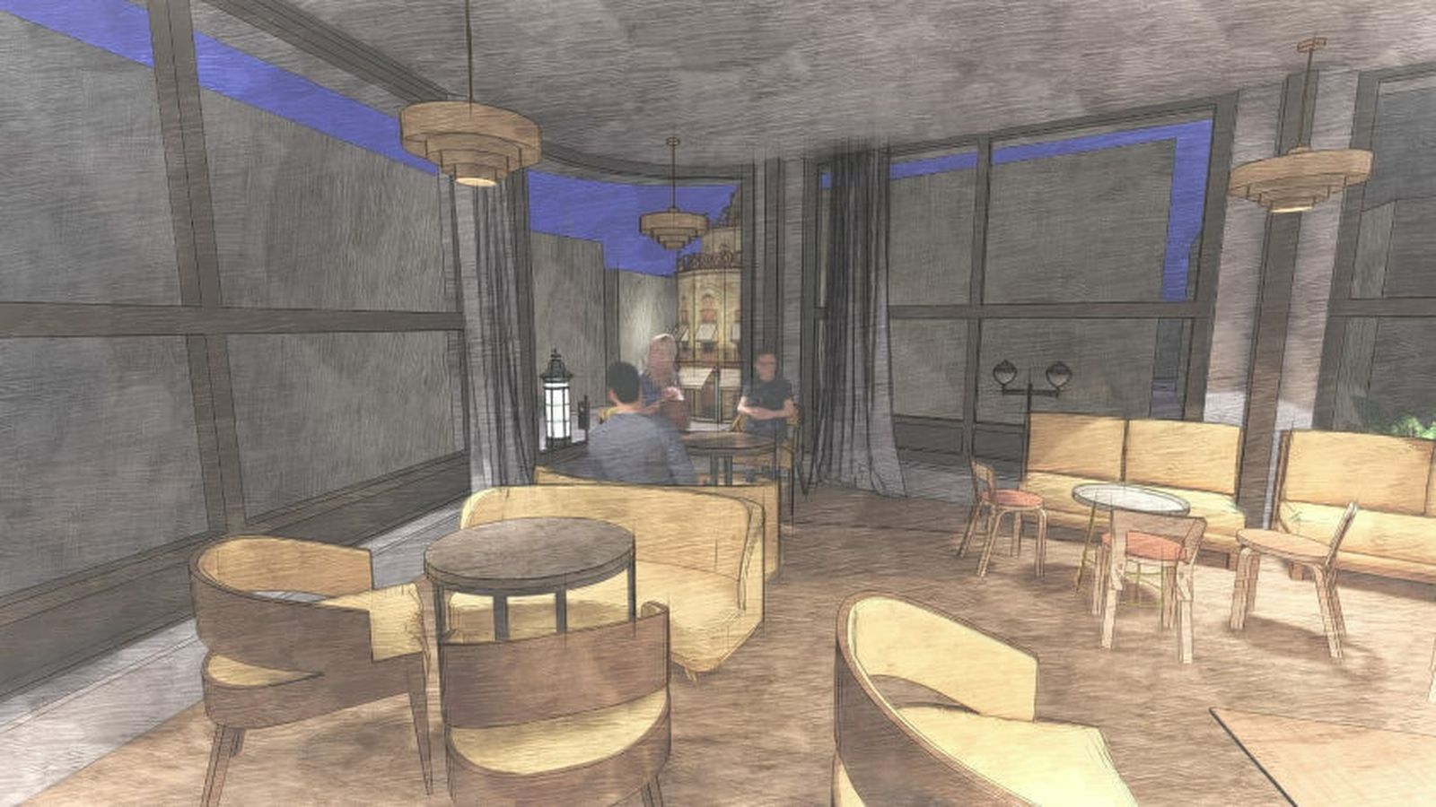 Así quedará la planta alta. Los grandes ventanales permitirán unas atractivas vistas del centro de Jerez.