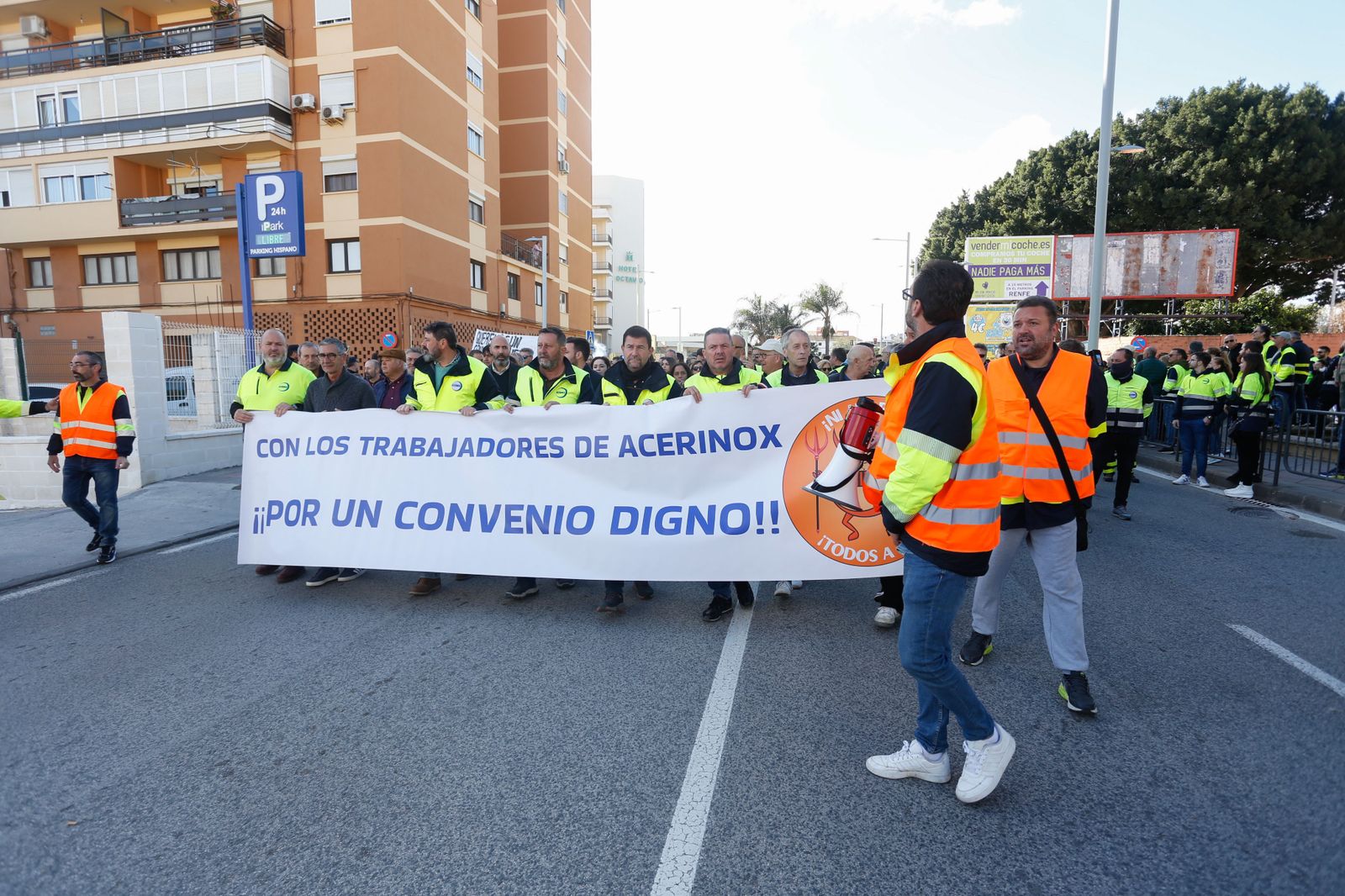 Las fotos de la manifestación de los trabajadores en huelga de Acerinox en Algeciras