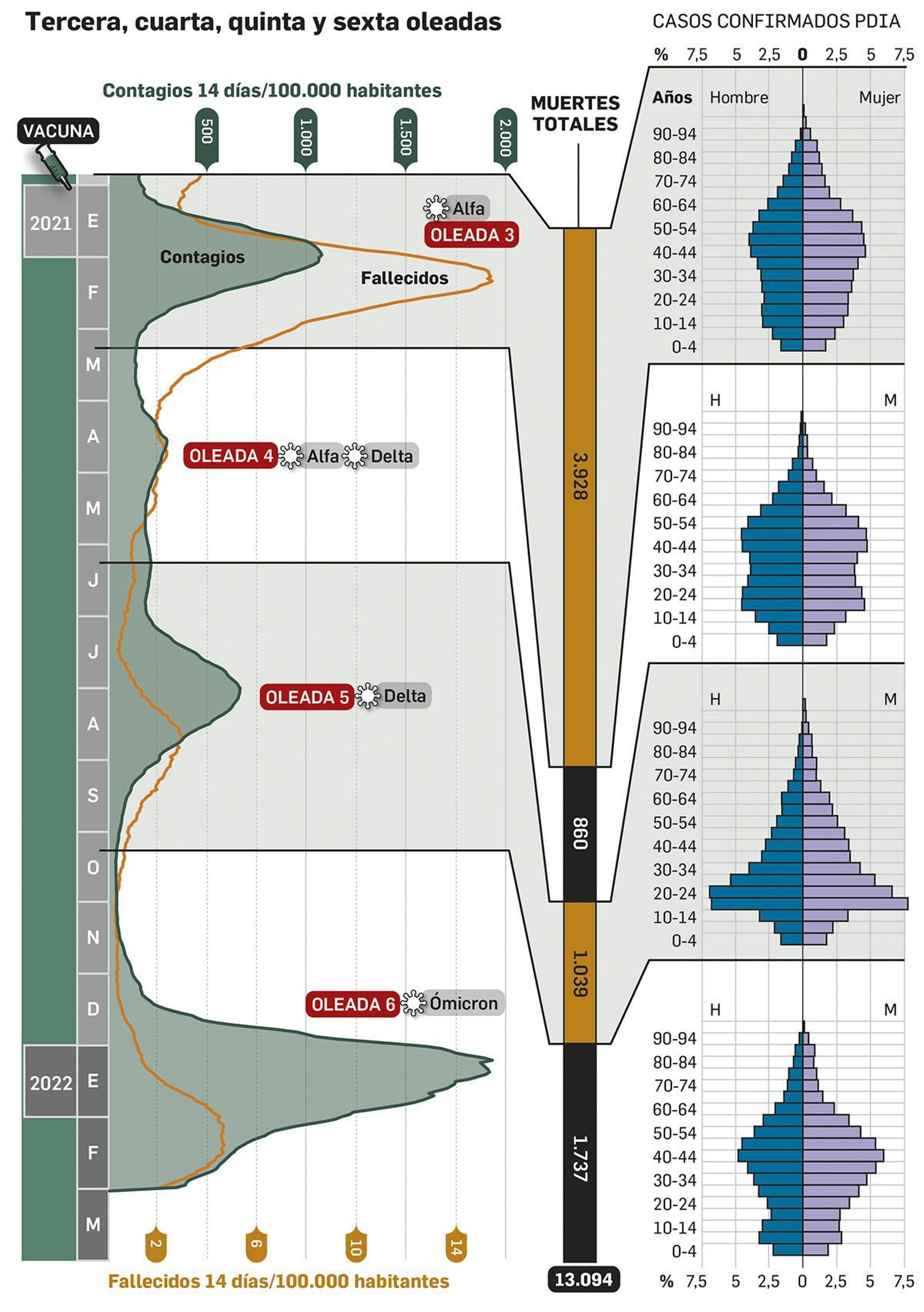 Evolución de la enfermedad durante este último año. Fuente: Junta de Andalucía, CDC y archivo.