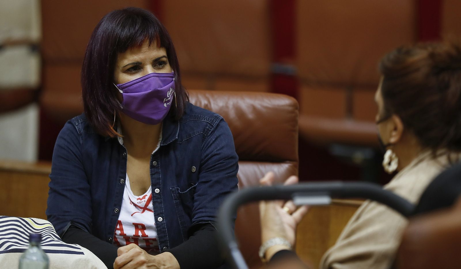 Teresa Rodríguez en el Parlamento andaluz.