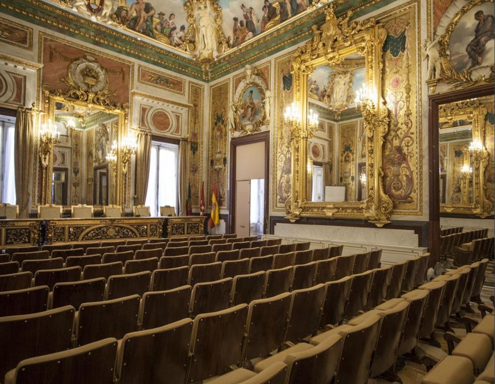 Una imagen del salón de actos del Palacio de Santoña, en Madrid.