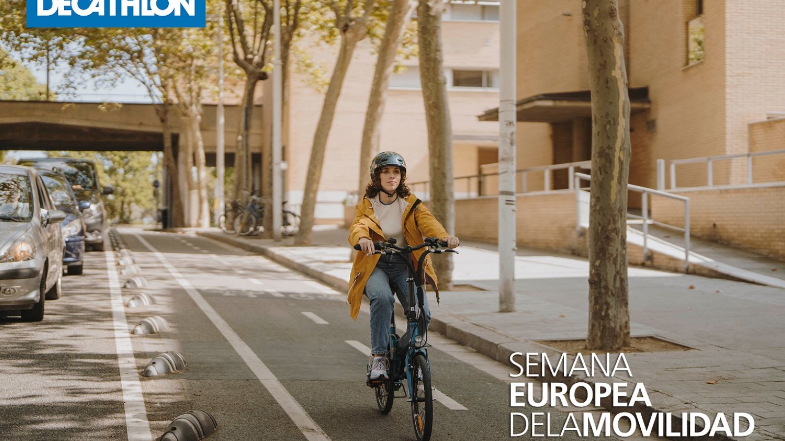 Cartel de la Semana Europea de la Movilidad de Decathlon.