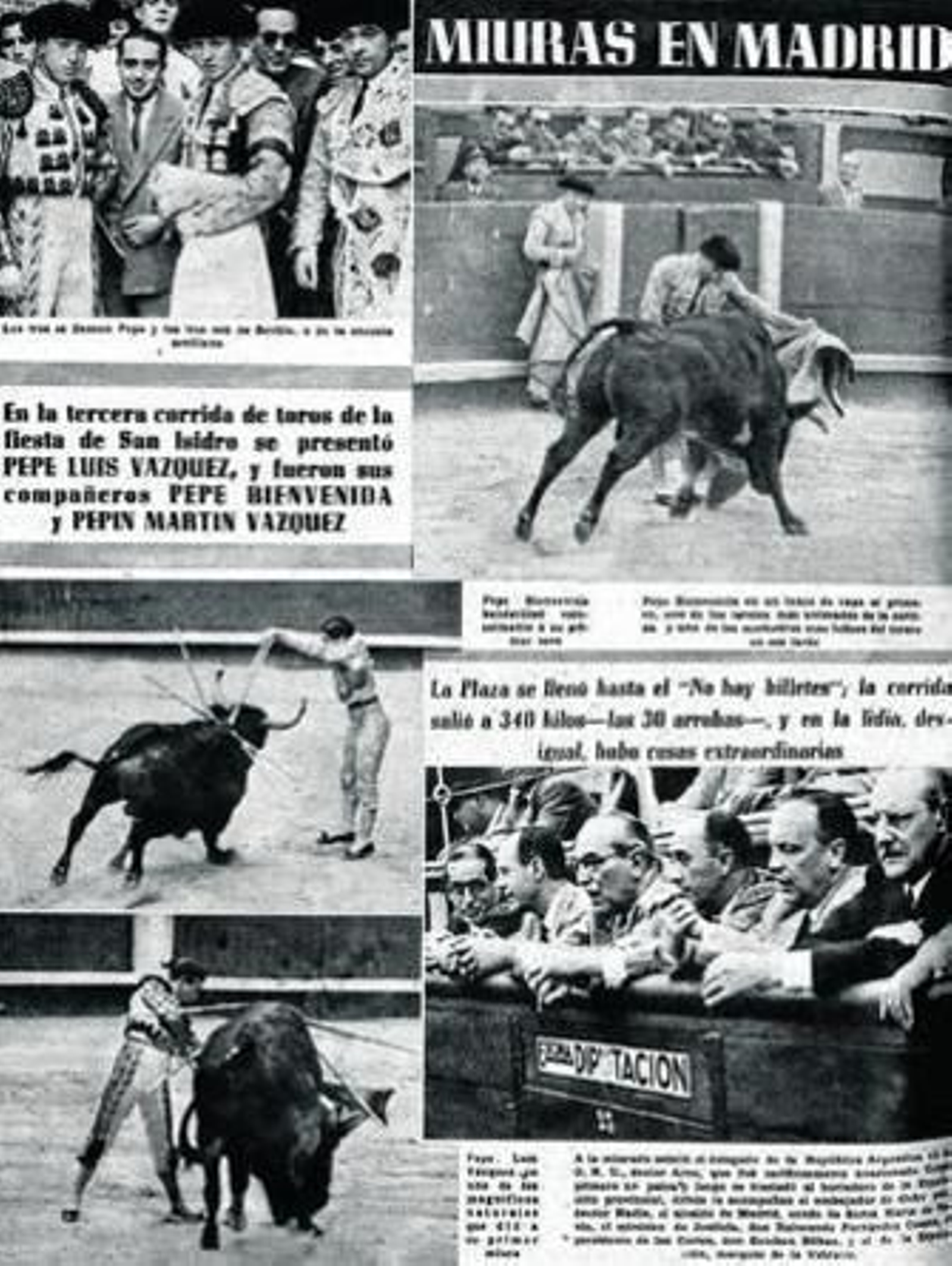Crónica gráfica original de la cuarta tarde de fla primera feria de San Isidro que protagonizaron los Miuras.