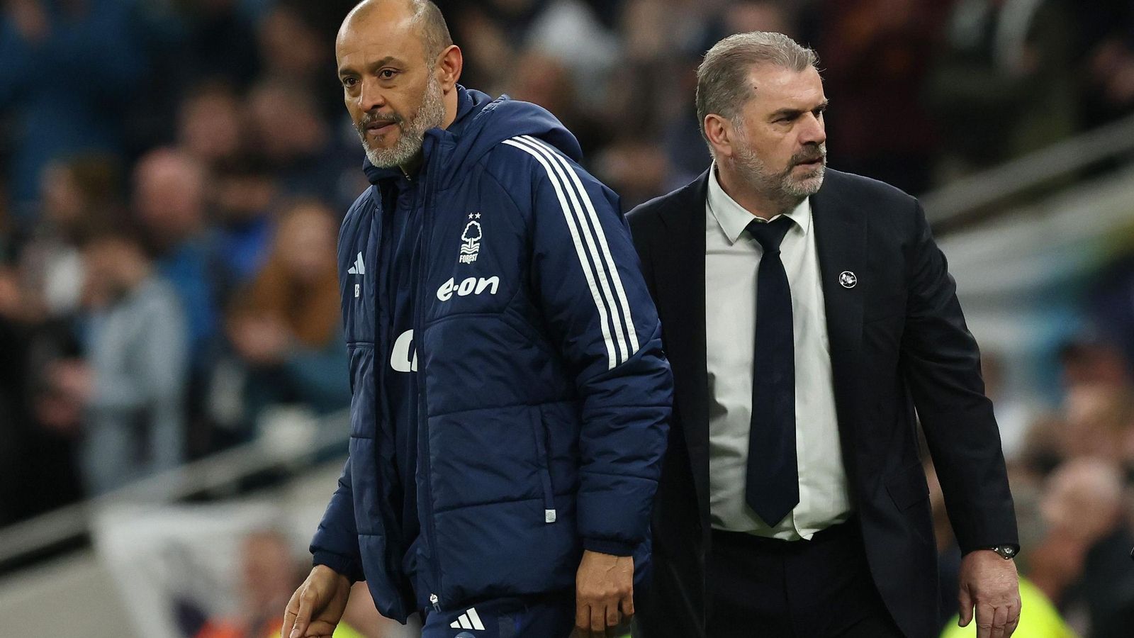 Nuno Espírito Santo y Postecoglou, en el Tottenham-Forest del curso pasado.