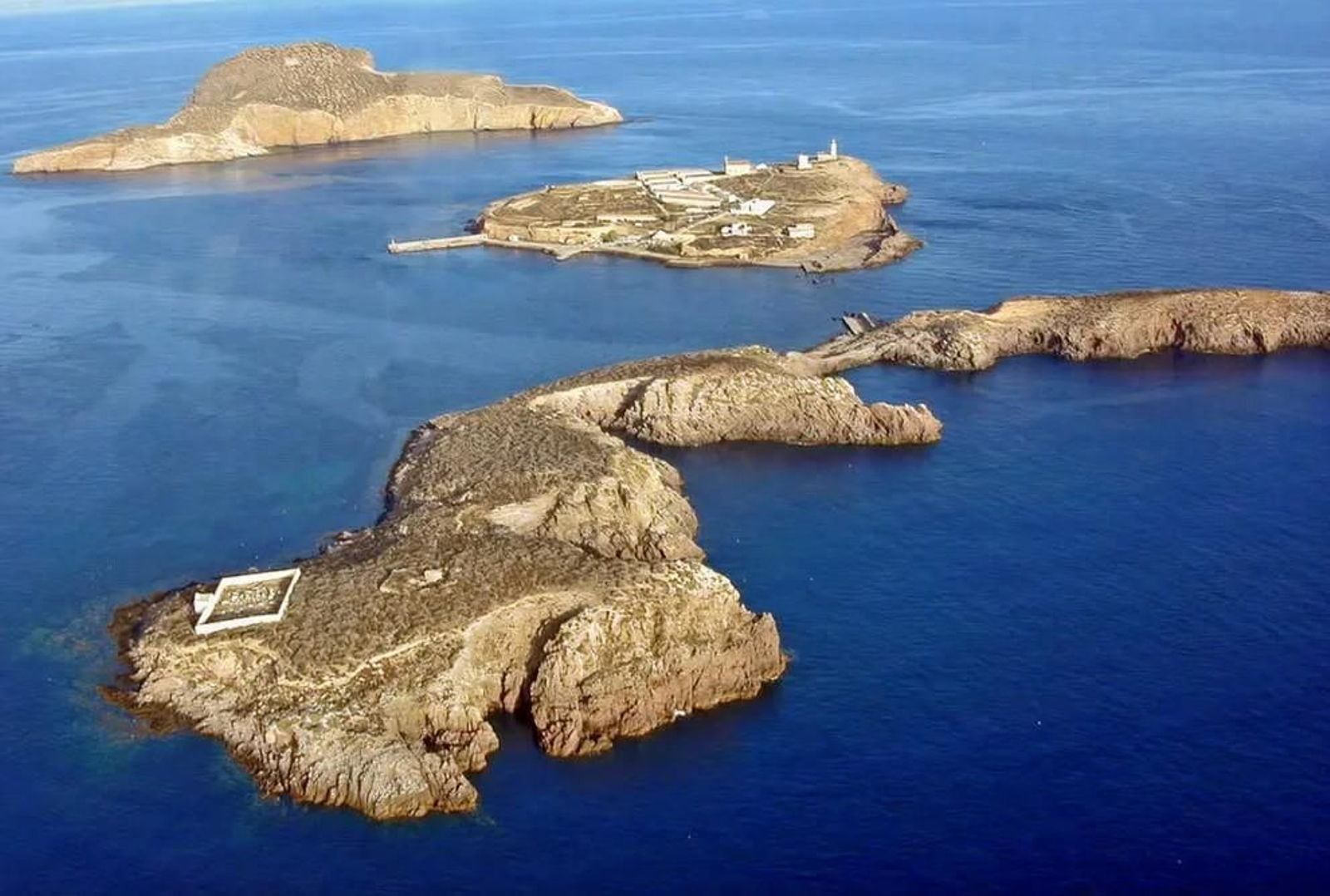 Vista aérea del archipiélago de las Islas Chafarinas.