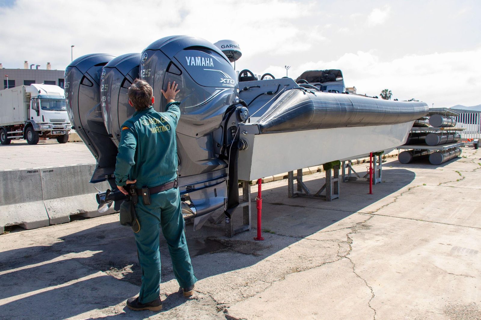Una narcolancha incautada por la Guardia Civil.
