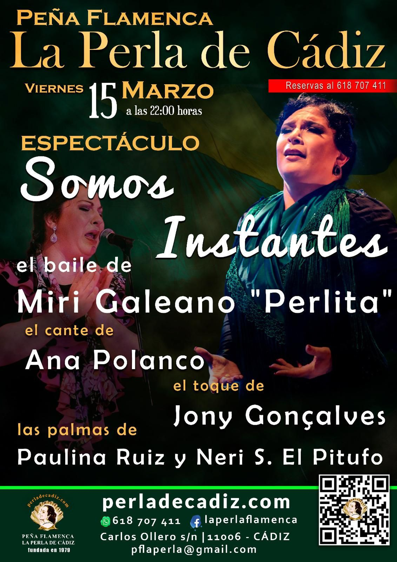 Cartel del espectáculo 'Somos instantes', de Miri Galeano 'Perlita' en La Perla de Cádiz.