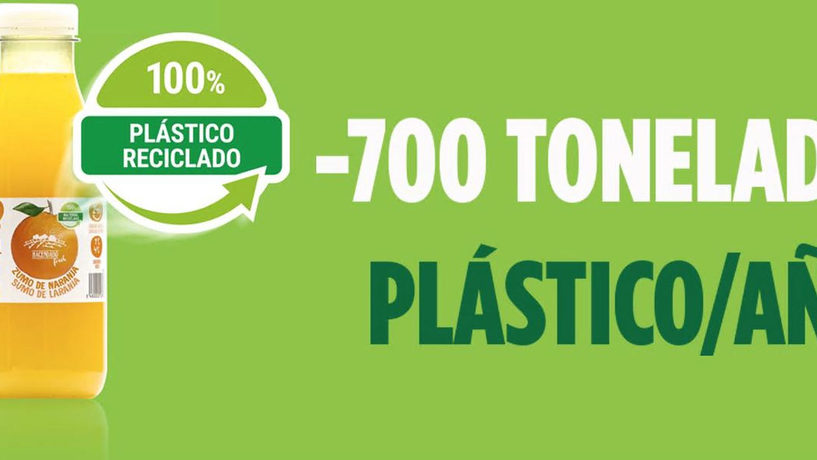Anuncio de la botella 100% de plástico reciclado