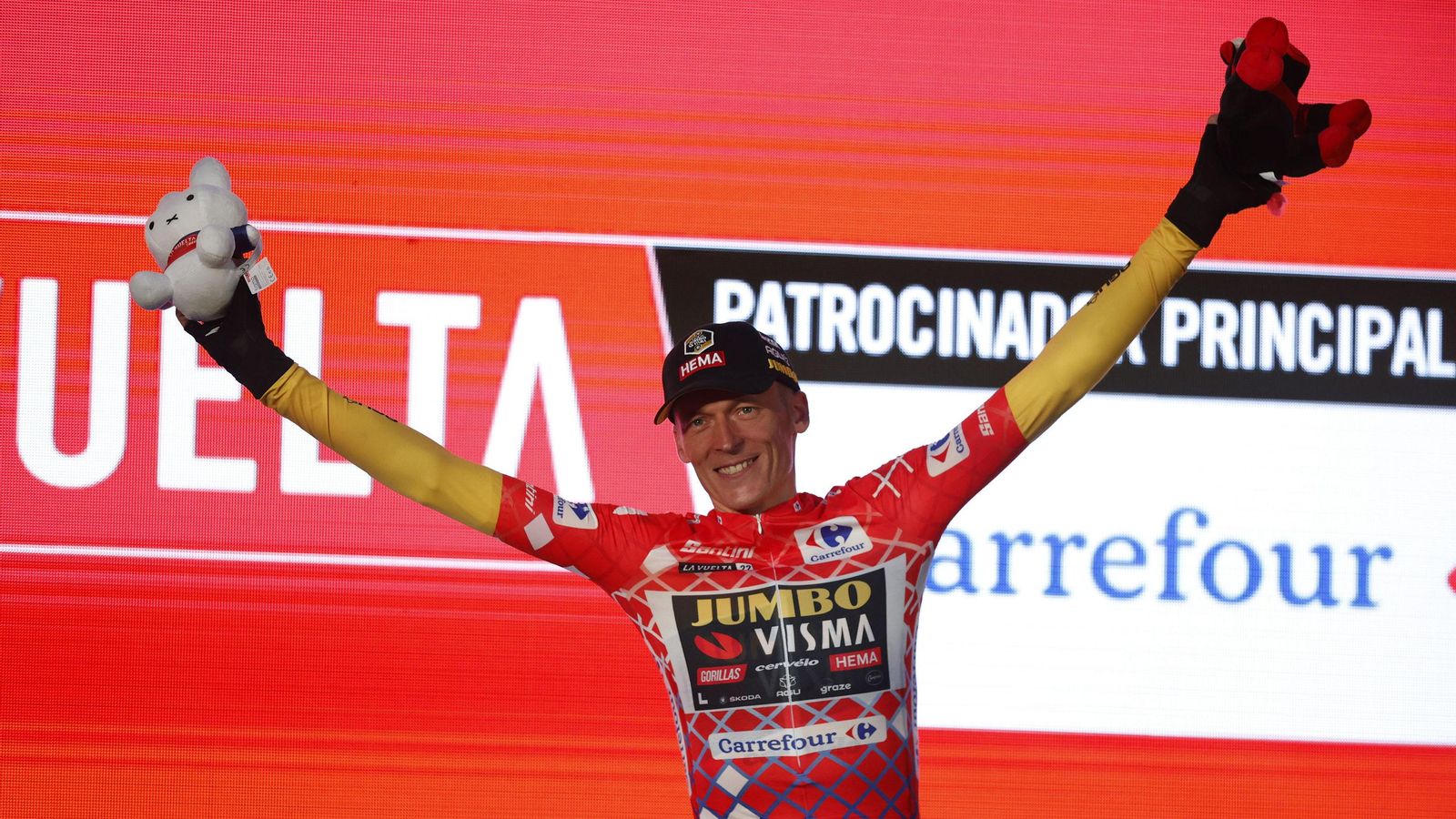 Robert Gesink se pone el maillot rojo de la primera etapa de la Vuelta a España 2022.
