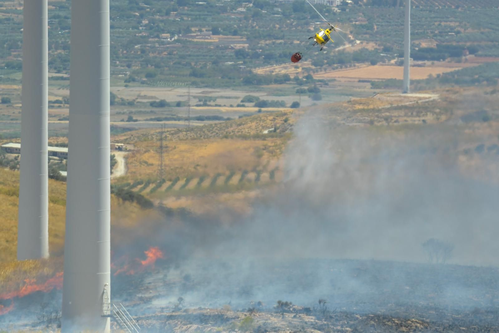El incendio en el parque eólico de Padul, en fotos