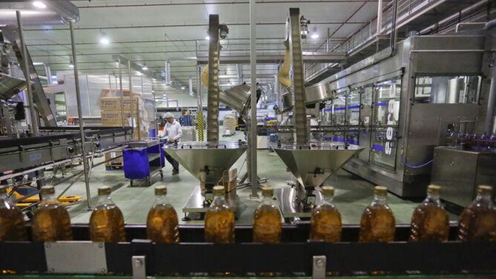 Vista del interior de la fábrica de Dcoop en Antequera.