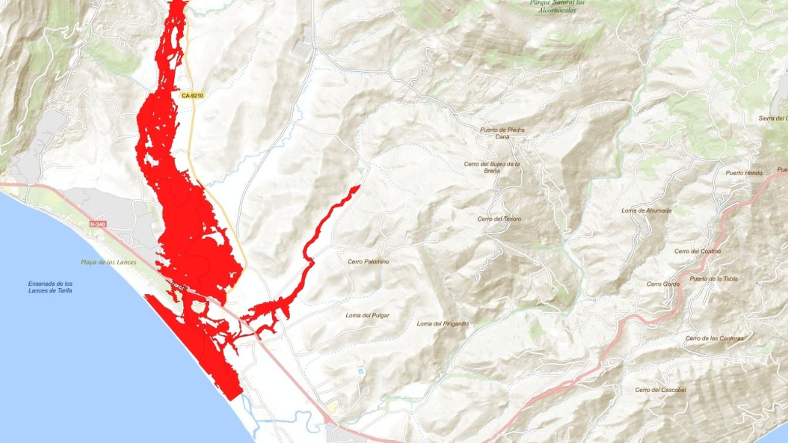 Zonas inundables en Tarifa.