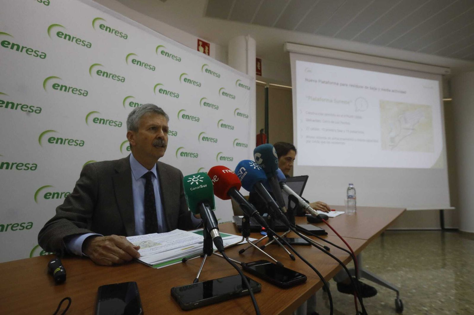 El presidente de Enresa, José Luis Navarro, este jueves en El Cabril.