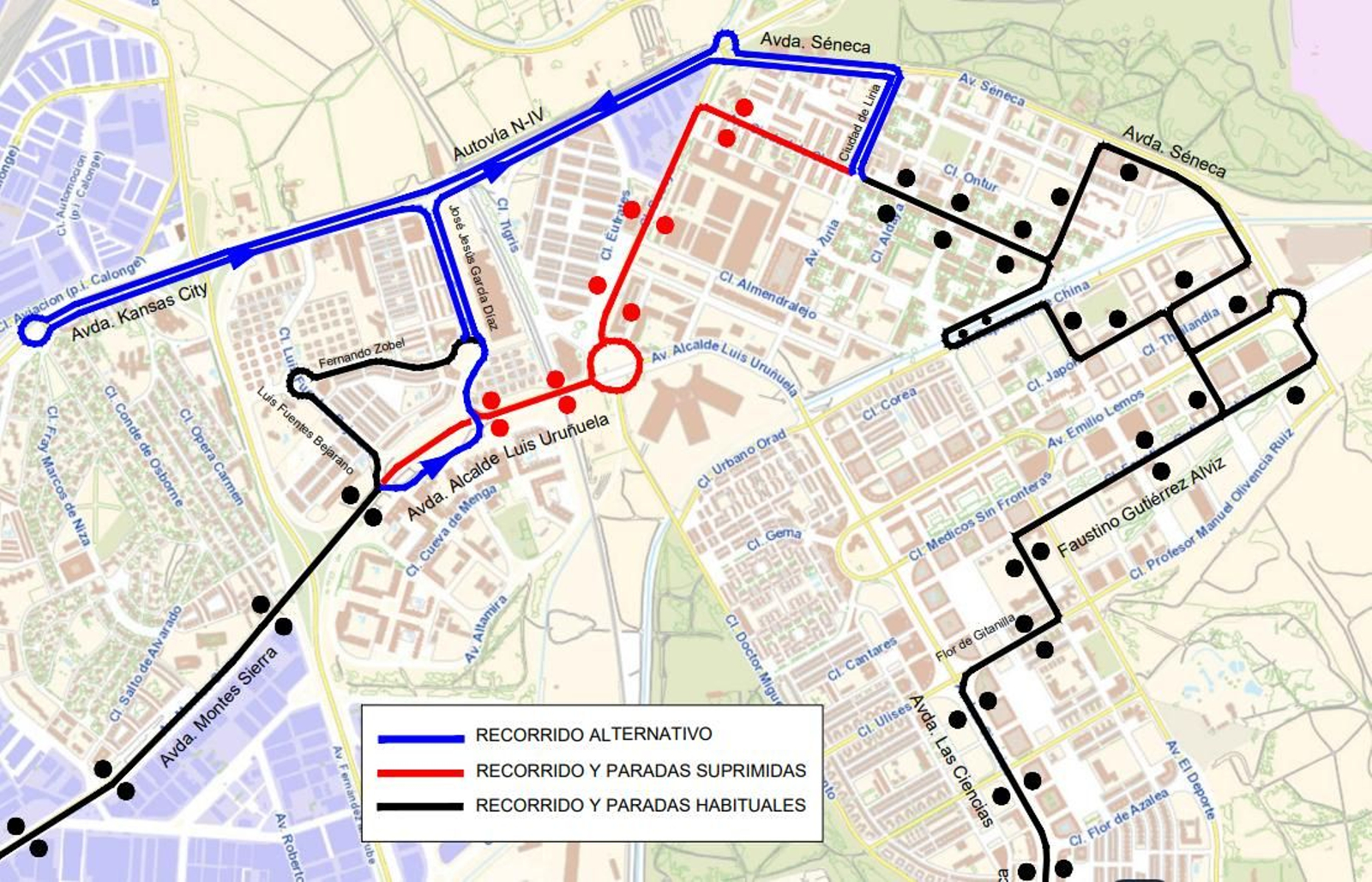Recorrido línea B4 de Tussam durante la cumbre de la ONU en Sevilla