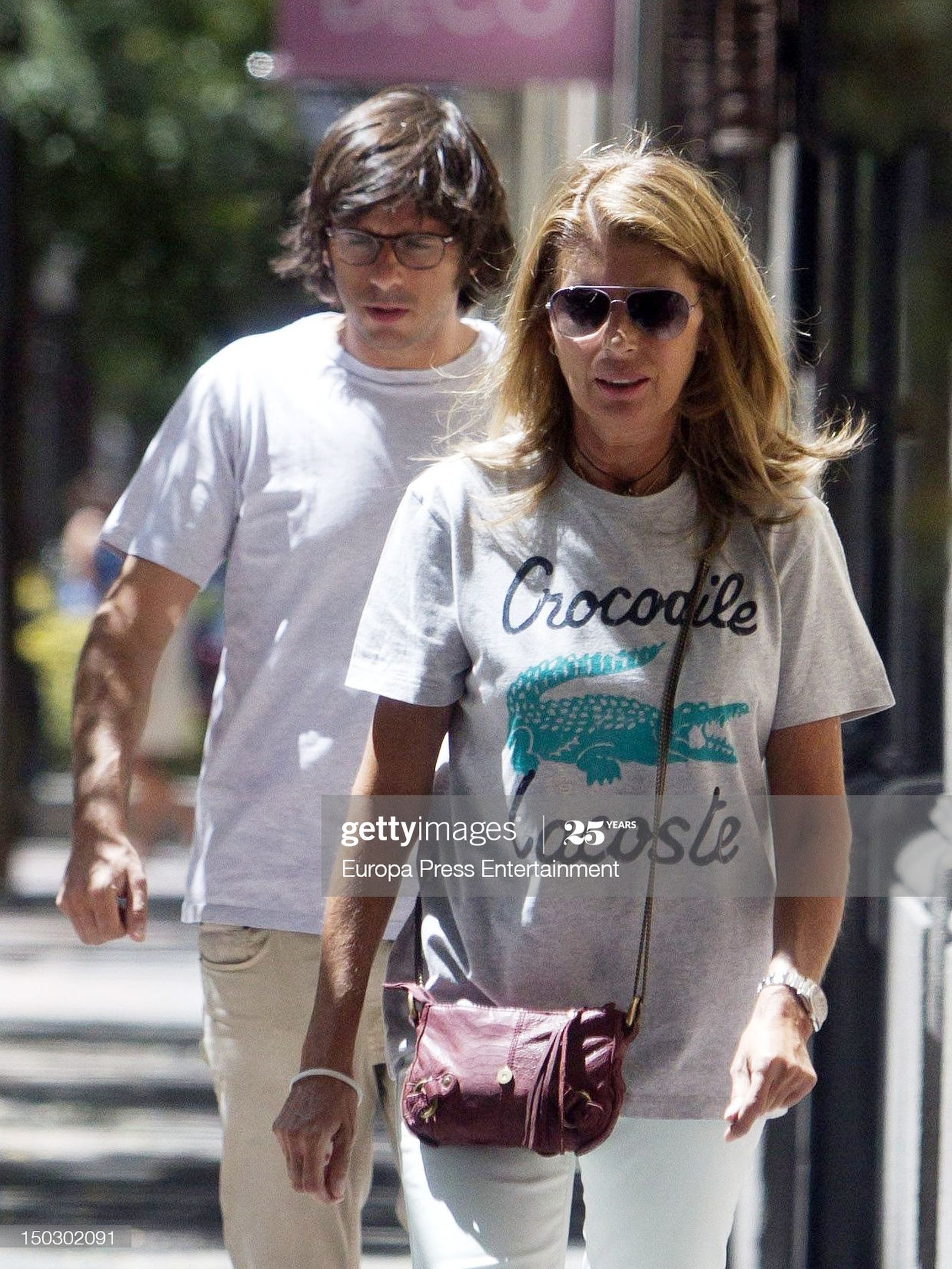 Con su hijo, en el año 2000.