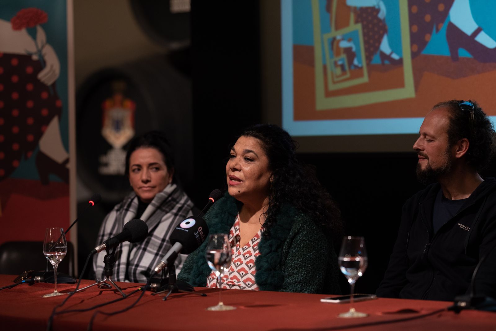 Eva Yerbabuena, La Macanita y Canito, durante la rueda de prensa.
