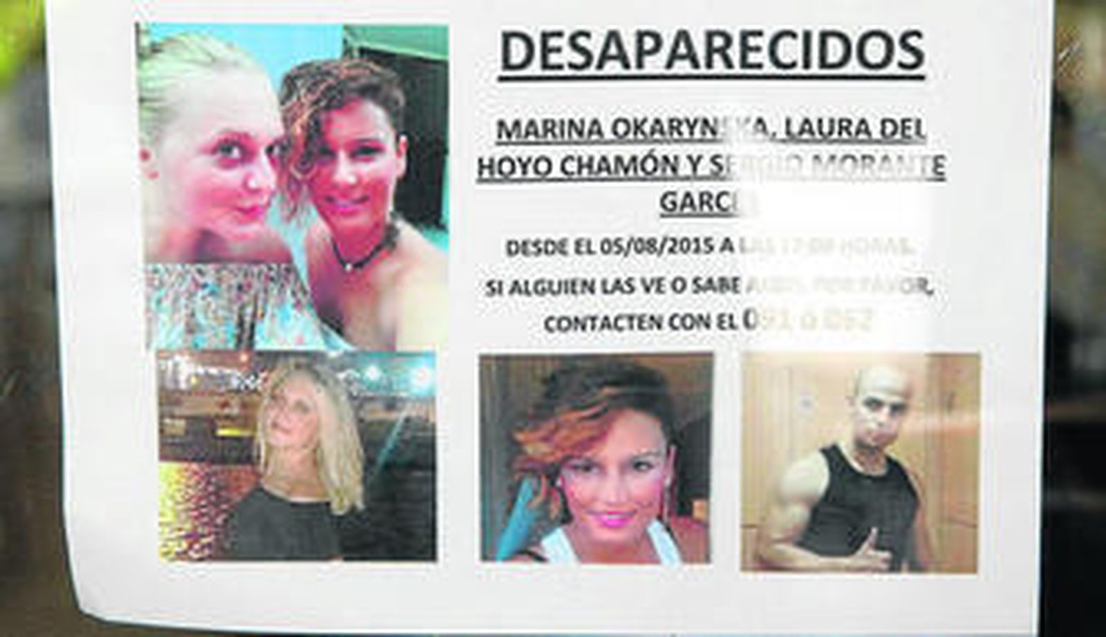 Uno de los carteles con los que los familiares de los desaparecidos solicitaban la ayuda ciudadana.