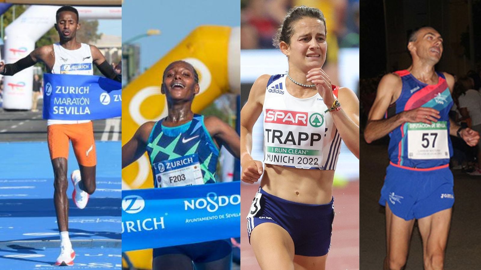 De izquierda a derecha: Selemon Barega, Anchinalu Dessi, Manon Trapp y Manuel Jesús Burgos.