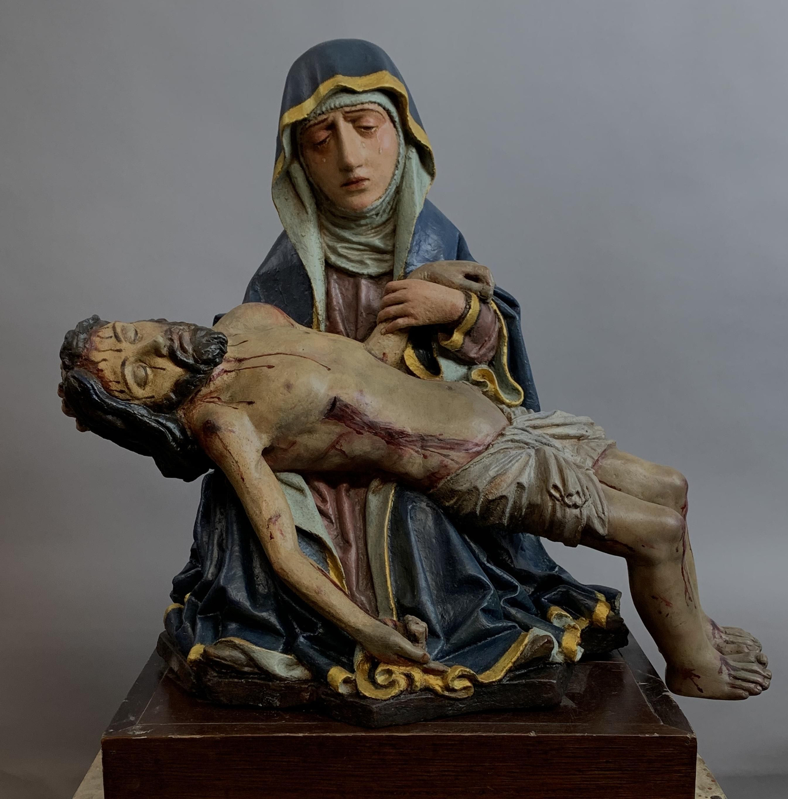 La imagen Primitiva de la Piedad de la Mortaja tras su restauración.