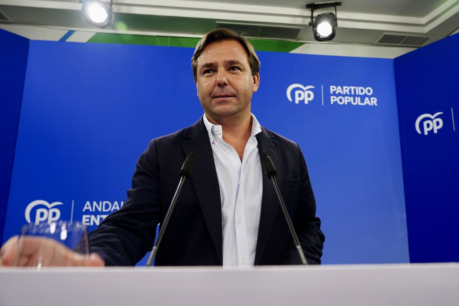 El secretario general del PP-A, Antonio Repullo, en la sede del PP andaluz.