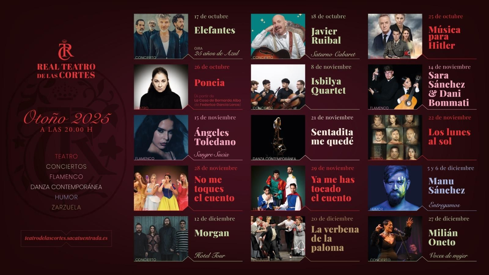 Temporada de otoño 2025 en el Teatro de las Cortes, en San Fernando