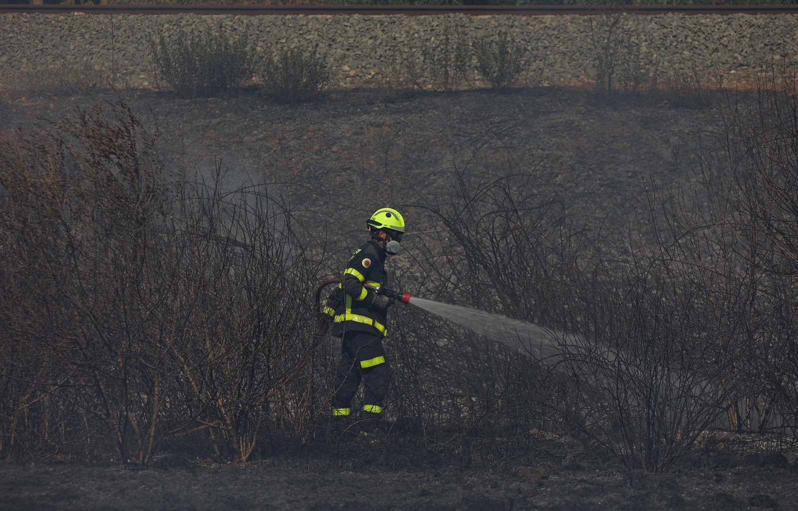 Fotos del incendio de pasto en el polígono de La Menacha en Algeciras