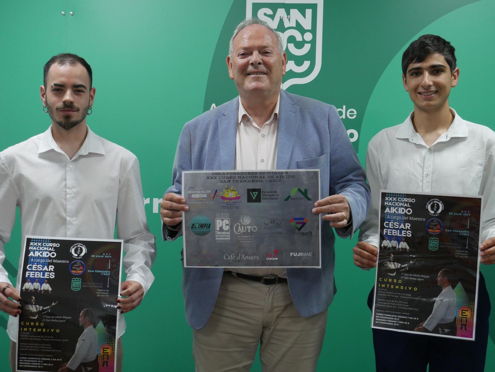 El concejal de Deportes, Antonio Rojas, junto a Pedro Alcántara y José Rodríguez.