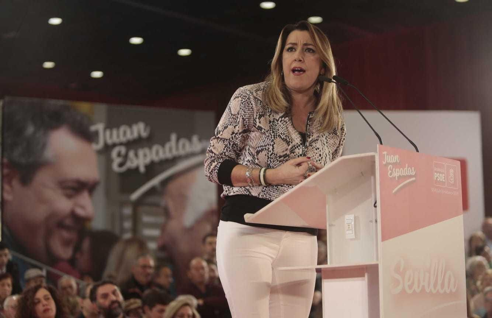 Susana Díaz, durante el mitin del PSOE en Sevilla.