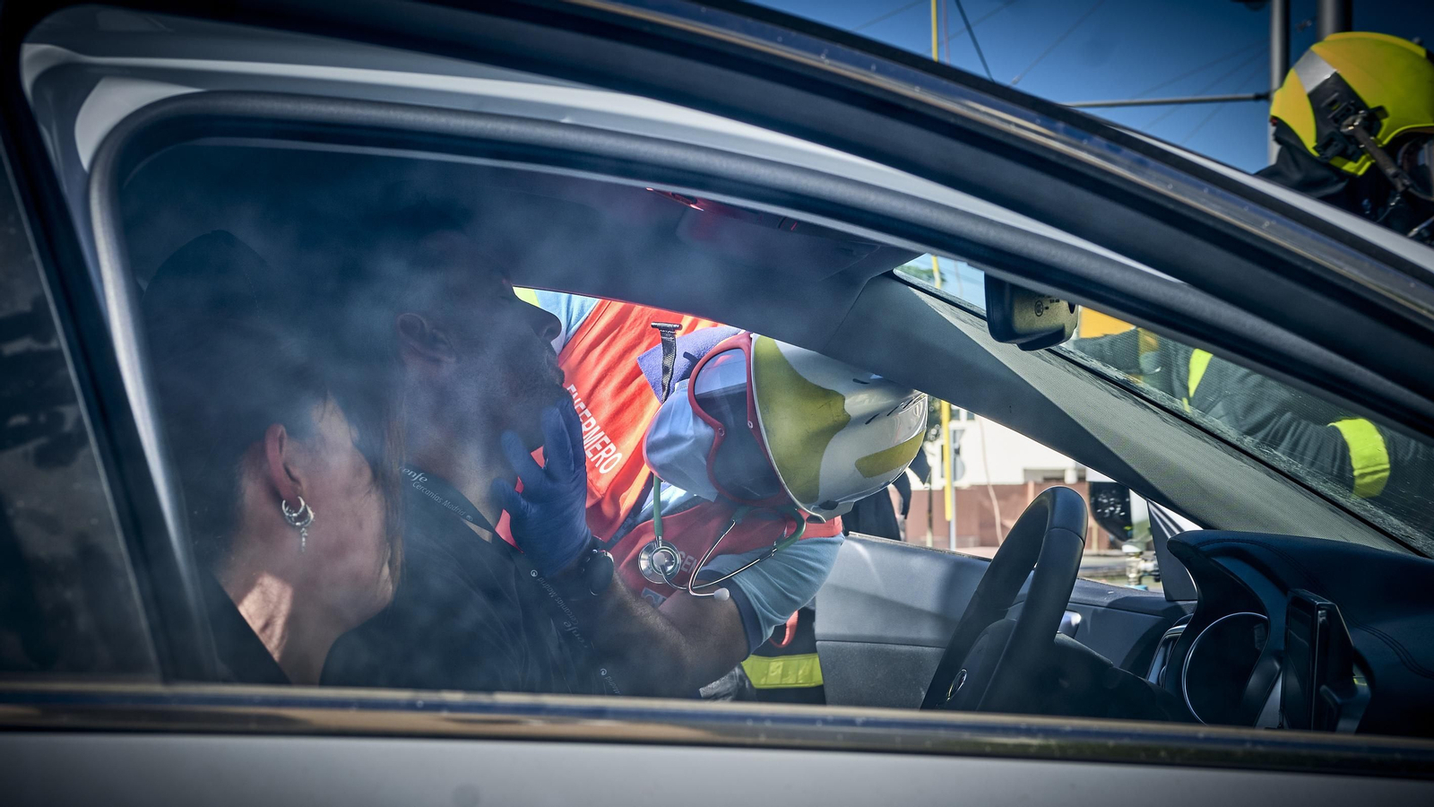 Simulacro de accidente del tranvía en San Fernando