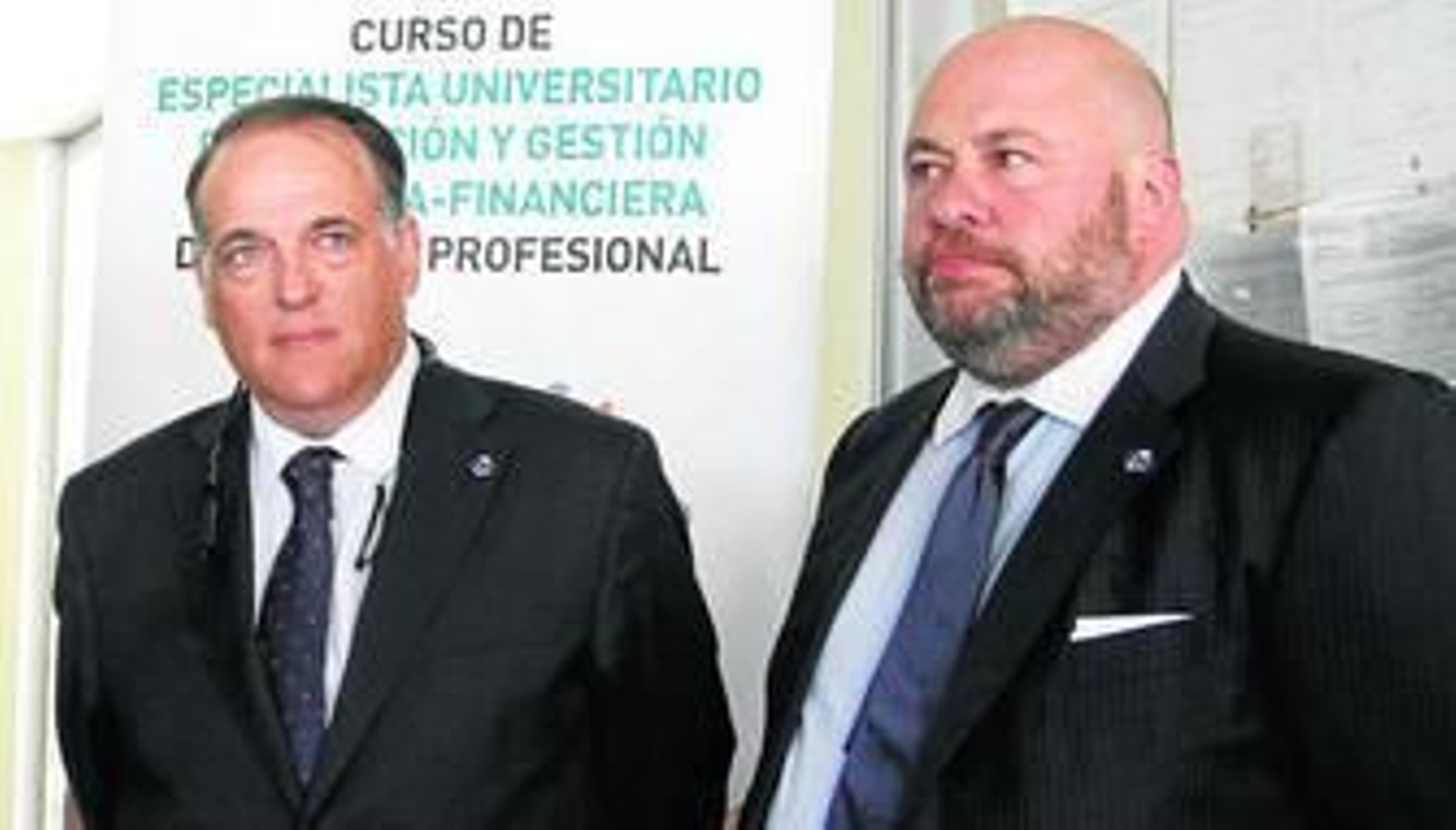 Javier Tebas y Pablo Comas, en un acto celebrado en la UHU.