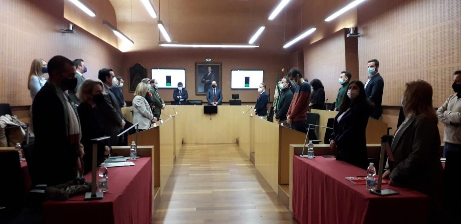 La Corporación Municipal, al comienzo del pleno sobre el estado de la ciudad de 2021.