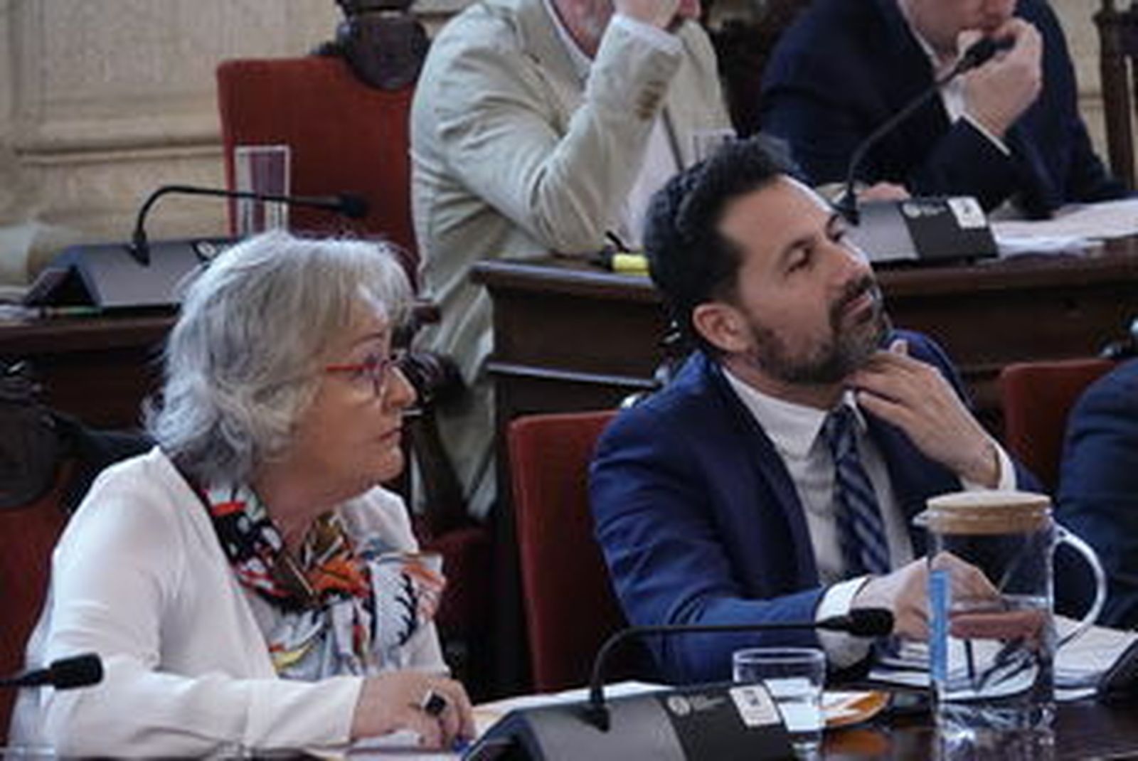 Porras y Pomares en un pleno municipal.