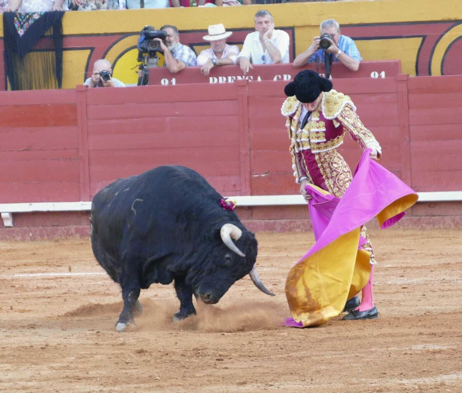 David de Miranda capotea con clase a ese notable a un toro en Algeciras.