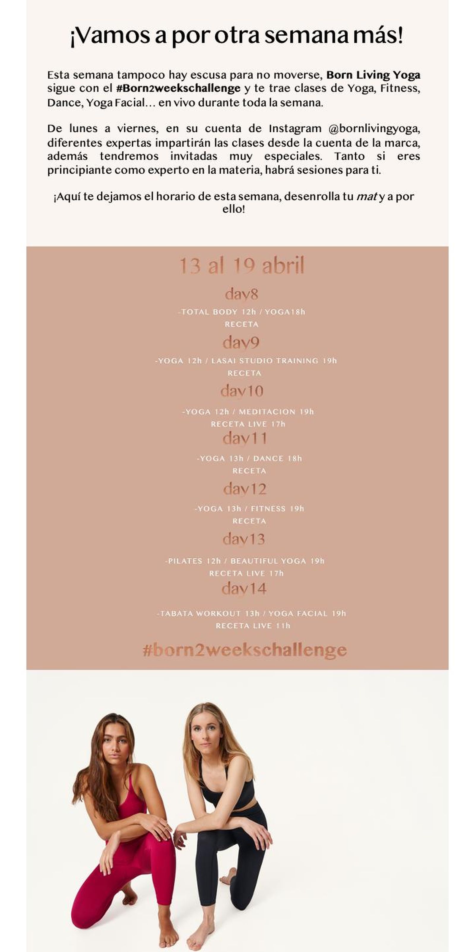 Planning semanal de Born Living Yoga