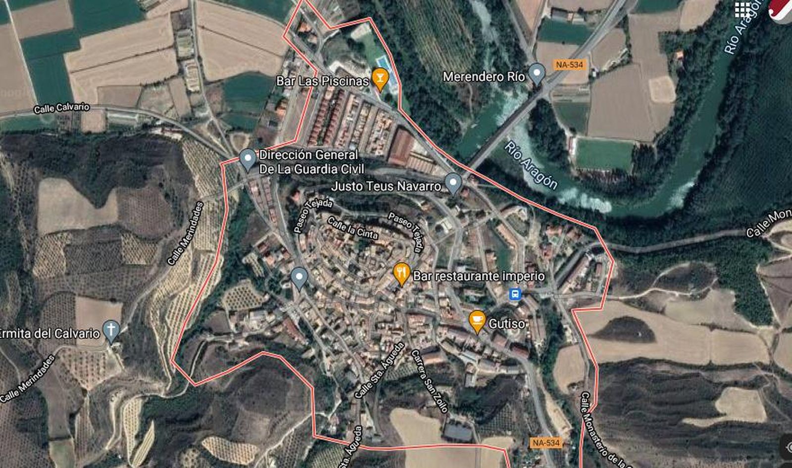 Vista por satélite de Cáseda, Navarra, donde ocurrieron los asesinatos