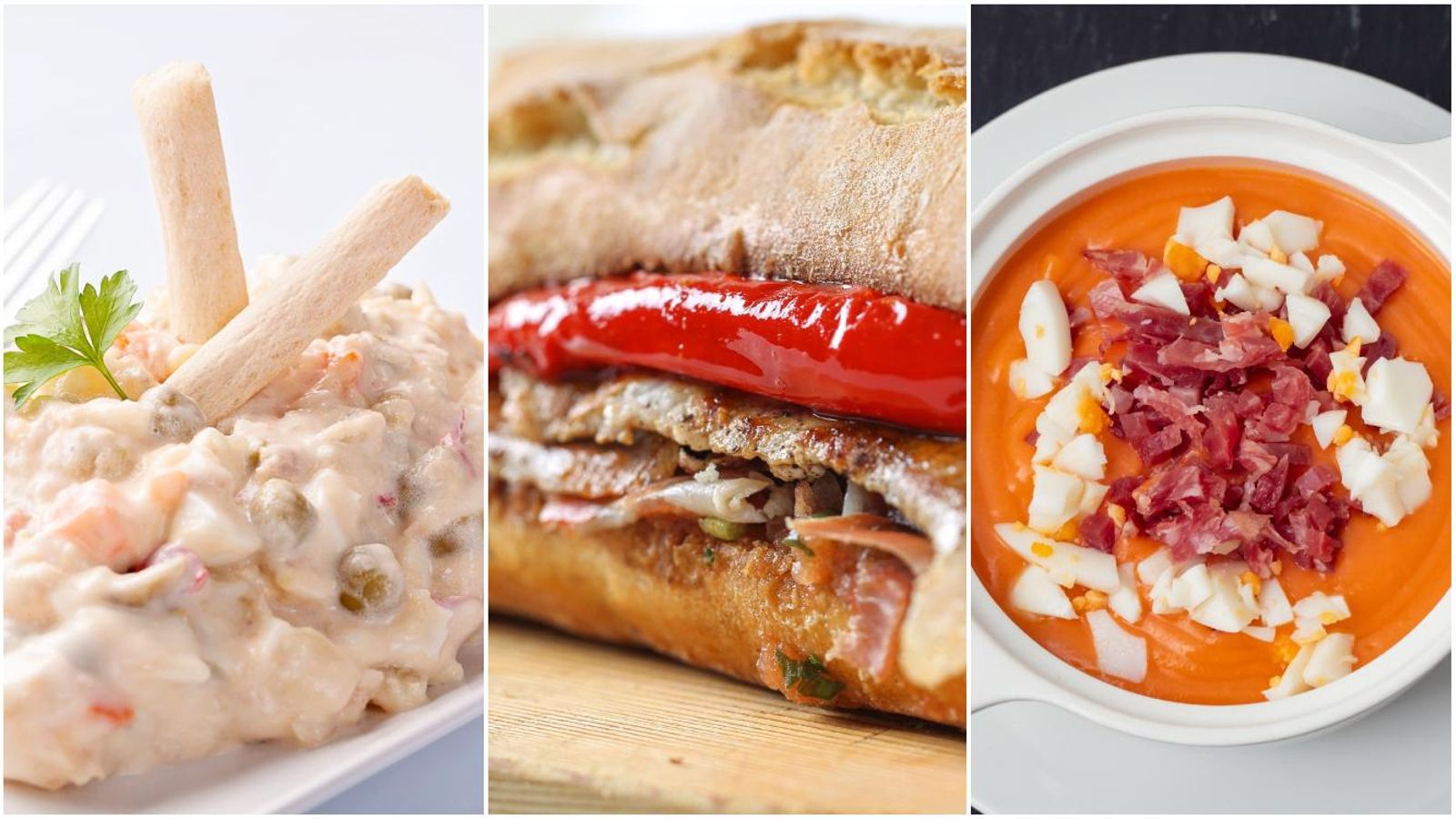 Ensaladilla rusa, serranito y salmorejo.