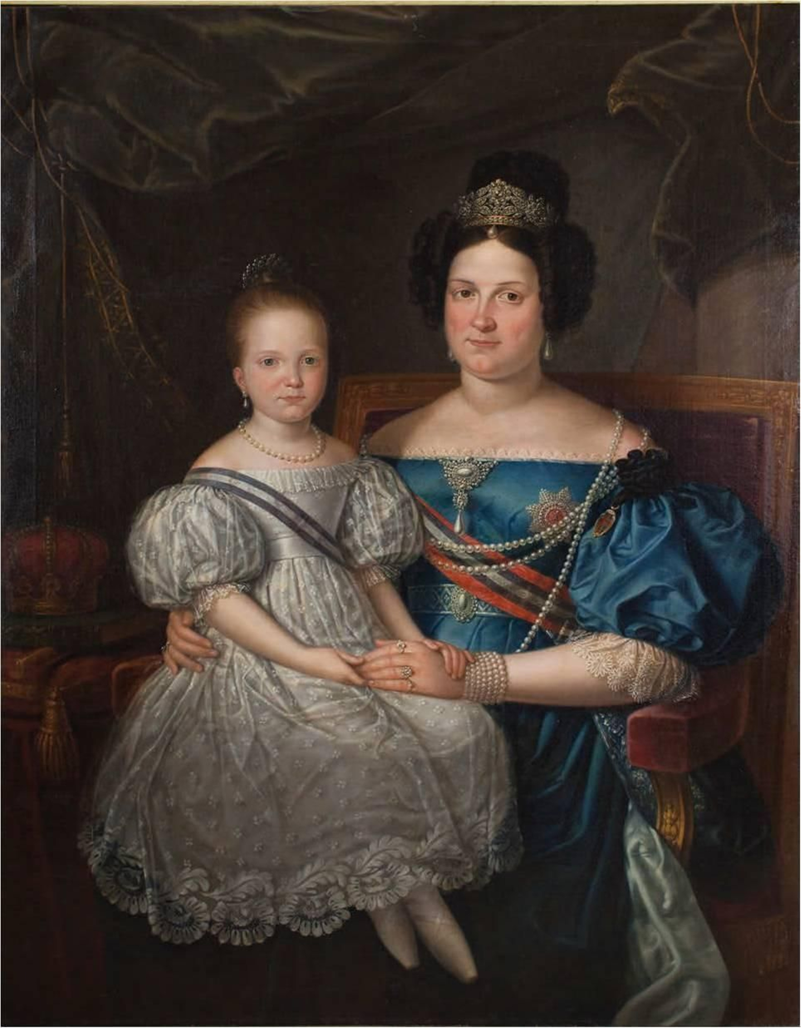 L’a reina Isabel II con su madre Mª Cristina de Borbón’. Joaquin Fernandez Cruzado. Universidad de Cádiz.