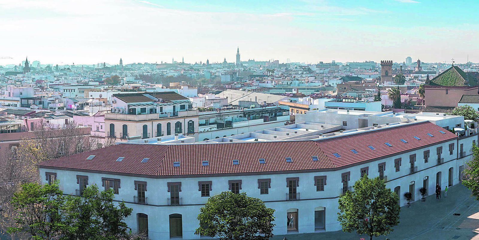 Recreación virtual del edificio Puerta Barqueta con el aspecto que ofrecerá tras la rehabilitación.