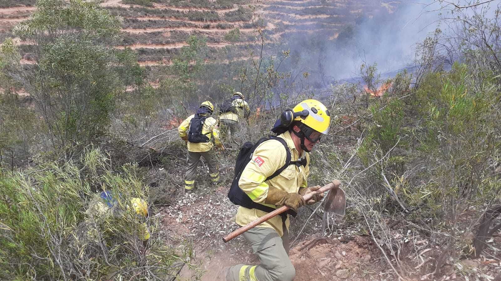 Los bomberos del Infoca durante la actuación.