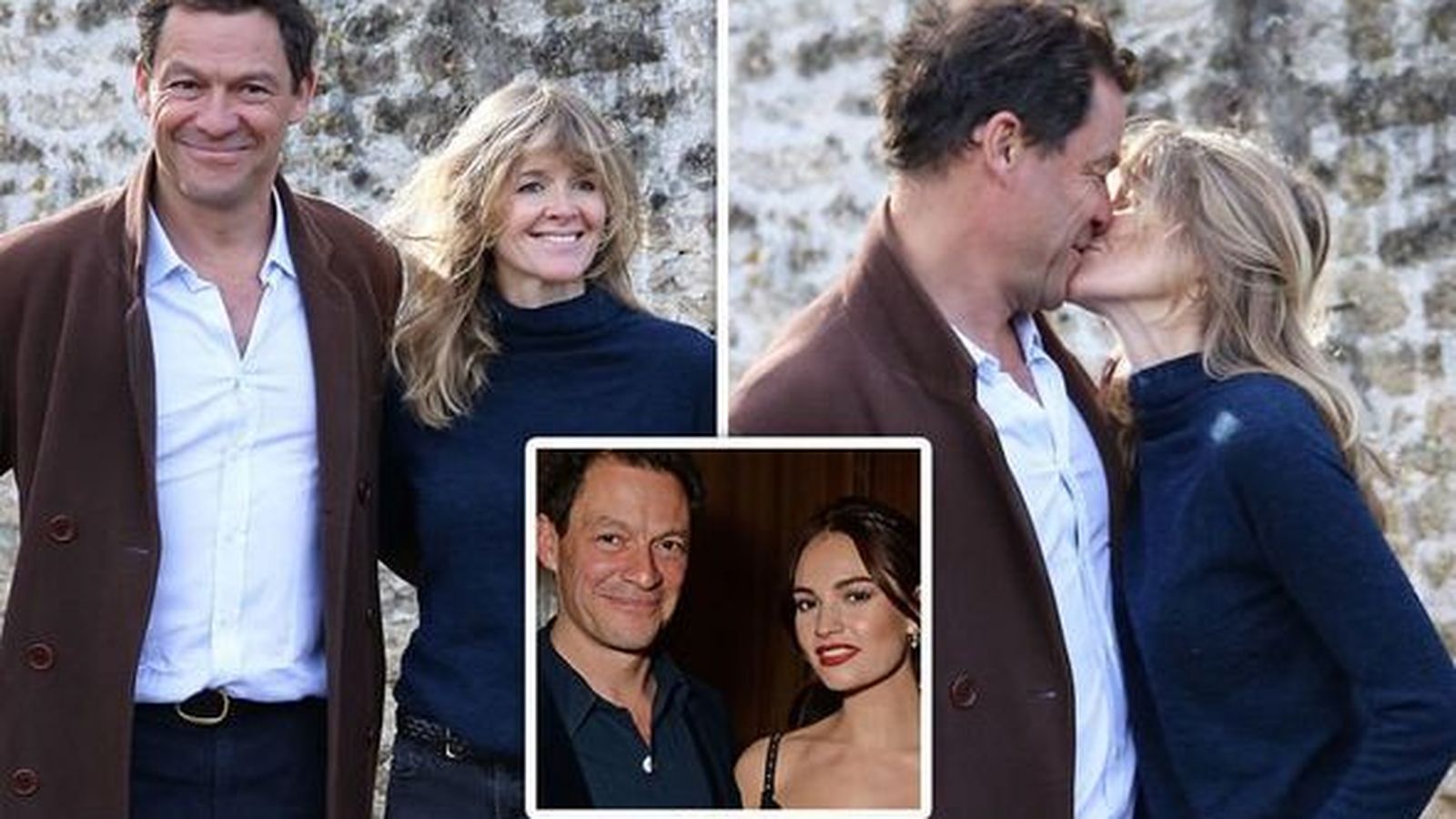 Aparición de West con su esposa, Catherine FitzGerald, a las puertas de su casa. En el centro, el actor con su supuesta amante.