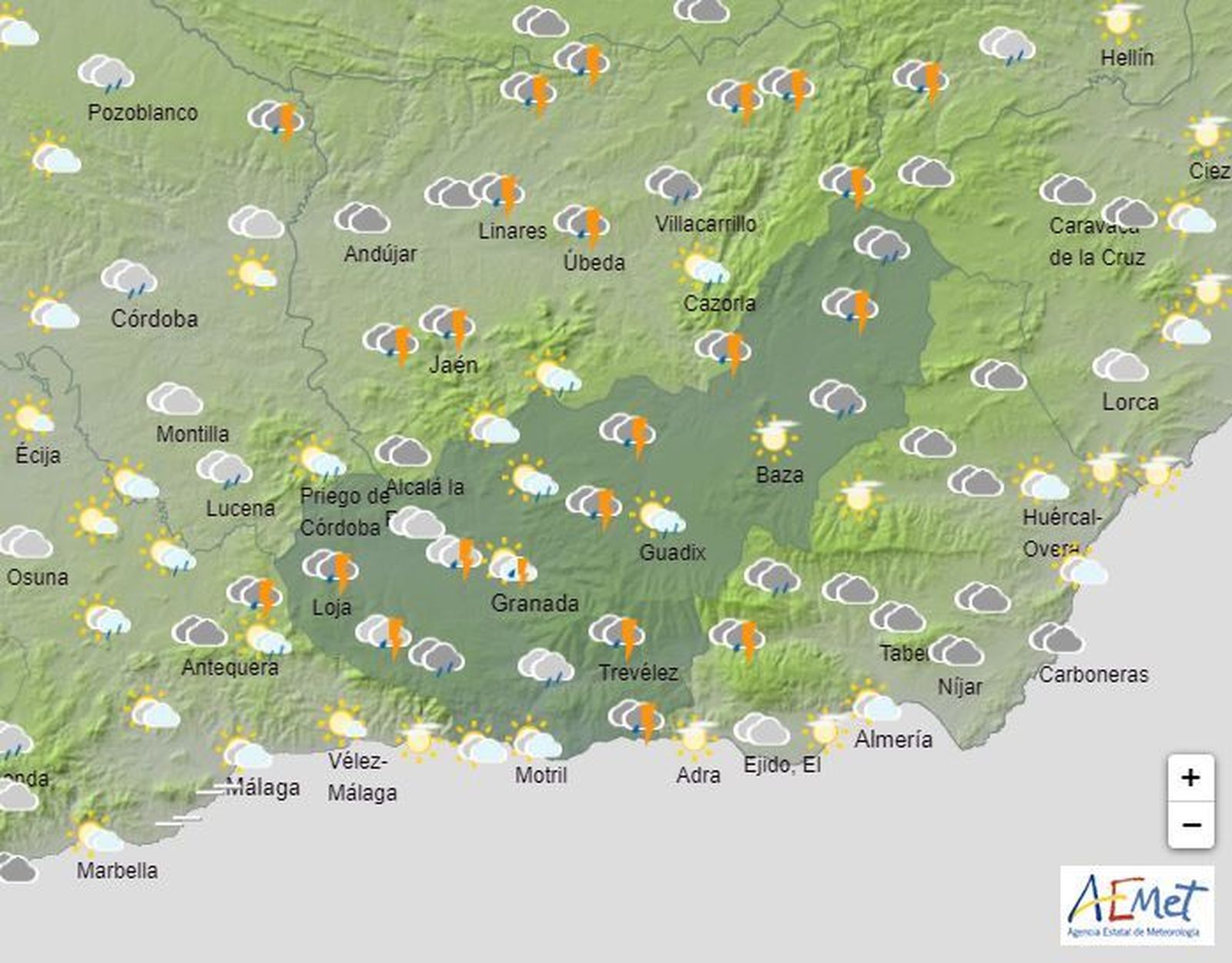El Tiempo en Granada el 20 de marzo de 2024