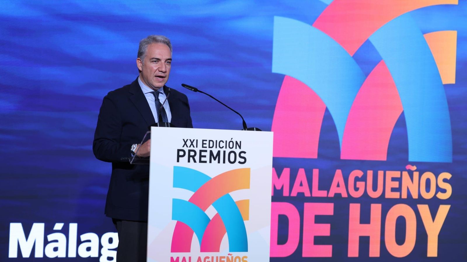 Elías Bendodo, durante su discurso en los Premios Malagueños de Hoy 2025.